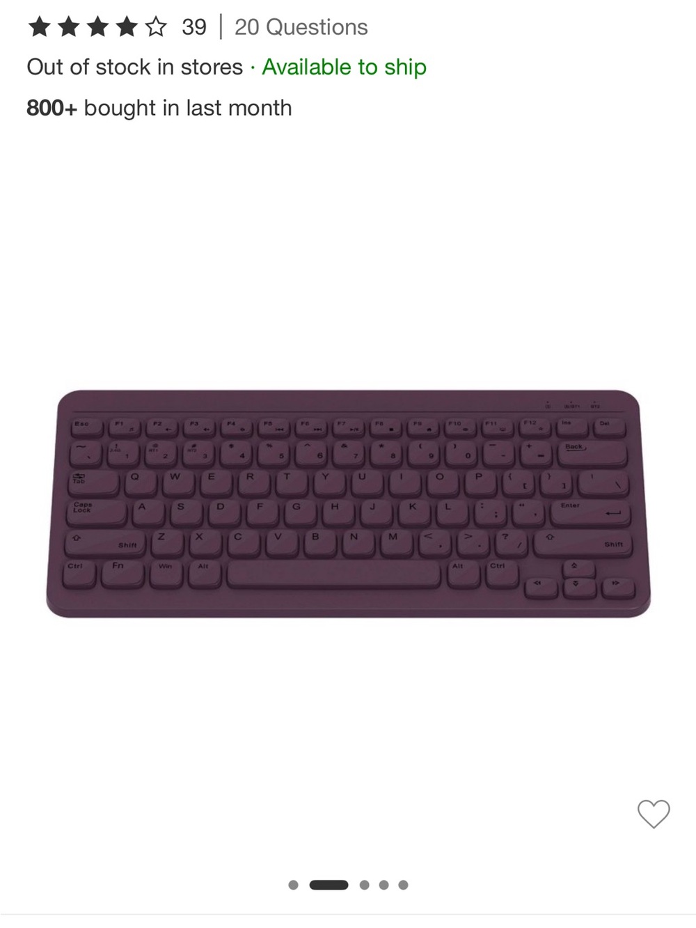 Slim Wireless Compact Keyboard in Deep Plum